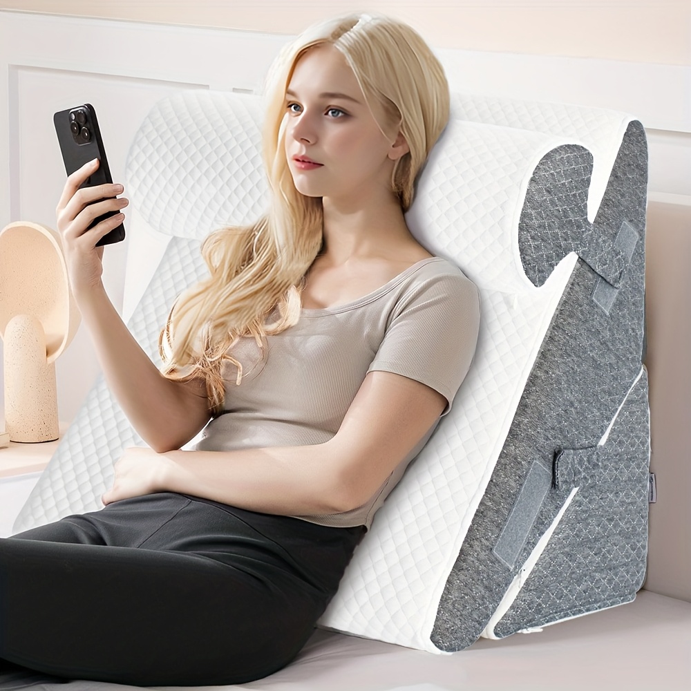Wedge Pillow Headboard, 3pcs Orthopedic Bed Wedge Pillows Set for After Surgery, Adjustable Pillow Wedge for Acid Reflux&Back Relief, Sleeping, Back Pillow for Bed Sitting Up, White/Grey - Image 10