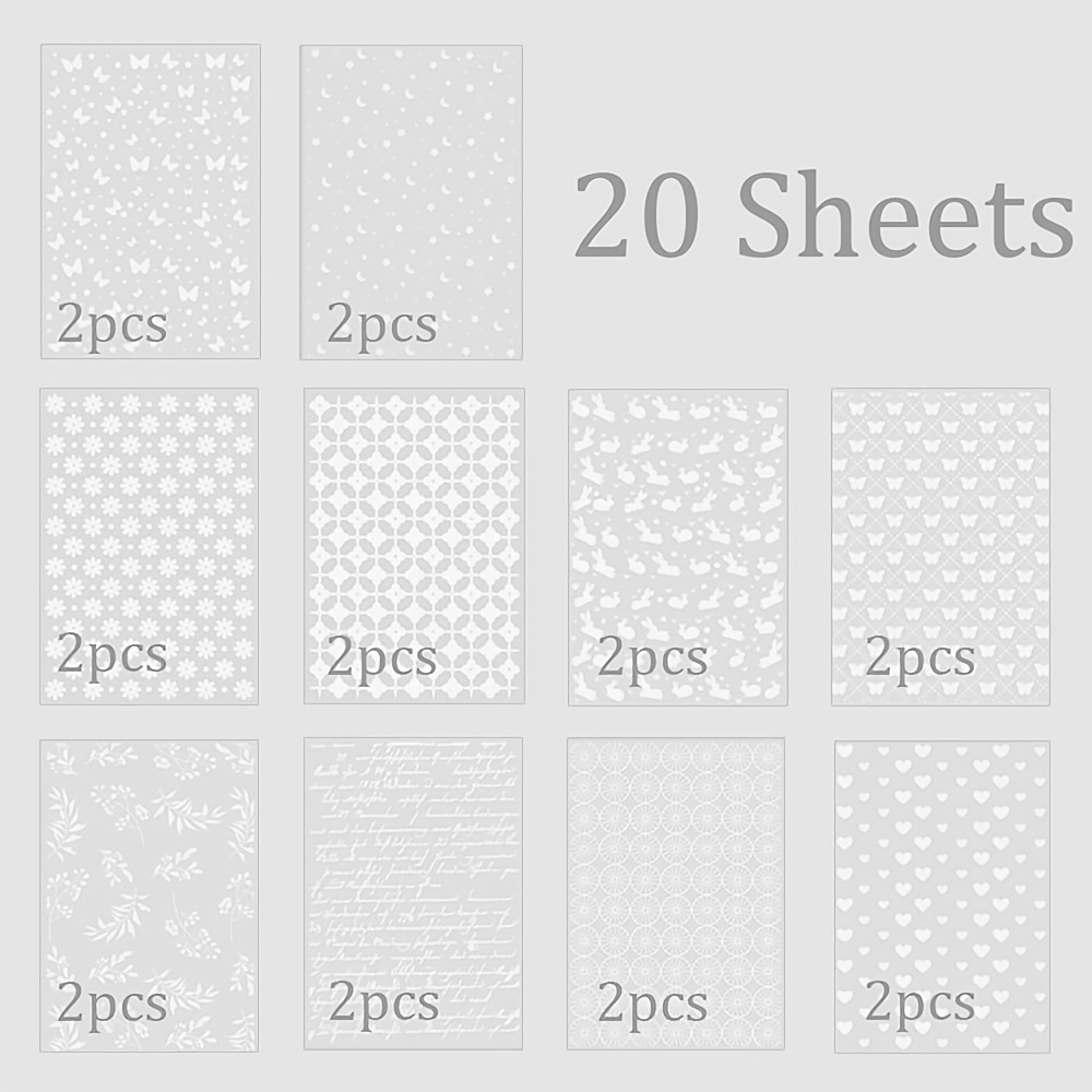 Image of 20 Sheets Of Translucent Paper, Material Paper With Stars, Moon, Butterflies And 10 Other Patterns, Used To Decorate Scrapbooks, Notebooks, Gifts And Photographs
