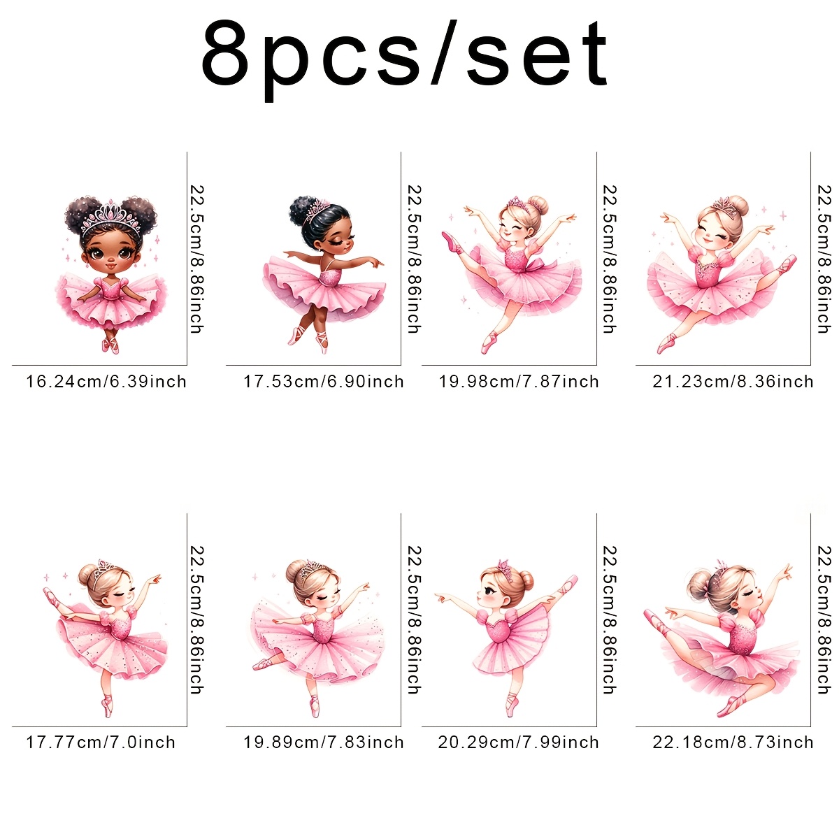 TEMU 8pcs/set Cute Diy Iron On Dtf Transfers Stickers Washable Heat Transfer Designs Decals Patch For T- Jeans Backpack
