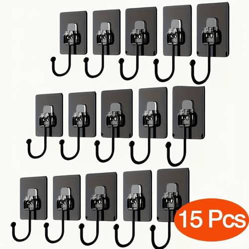 15 pack heavy duty no drill wall hooks strong hanging hooks invisible installation multi functional kitchen tool hooks non slip wall mounted plastic suitable for kitchen bathroom office