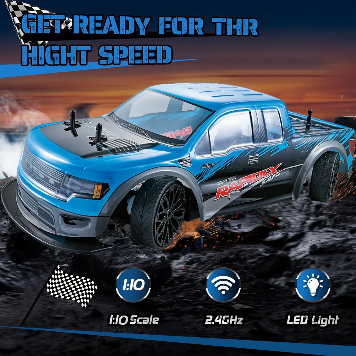 [High-speed RC Truck] High-speed RC Four-wheel Drive Drift Pickup Truck | Brushless Motor Off-road Climbing Car Suitable For Both Adults And Children A Birthday Or Christmas Gift For Friends And Children