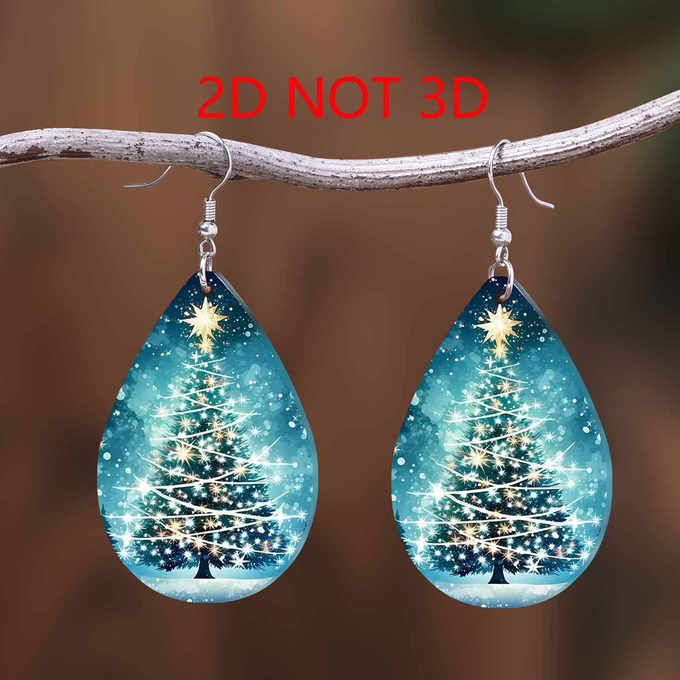 Halloween Dreamy Christmas Tree Star Pattern Acrylic Water Drop Earrings