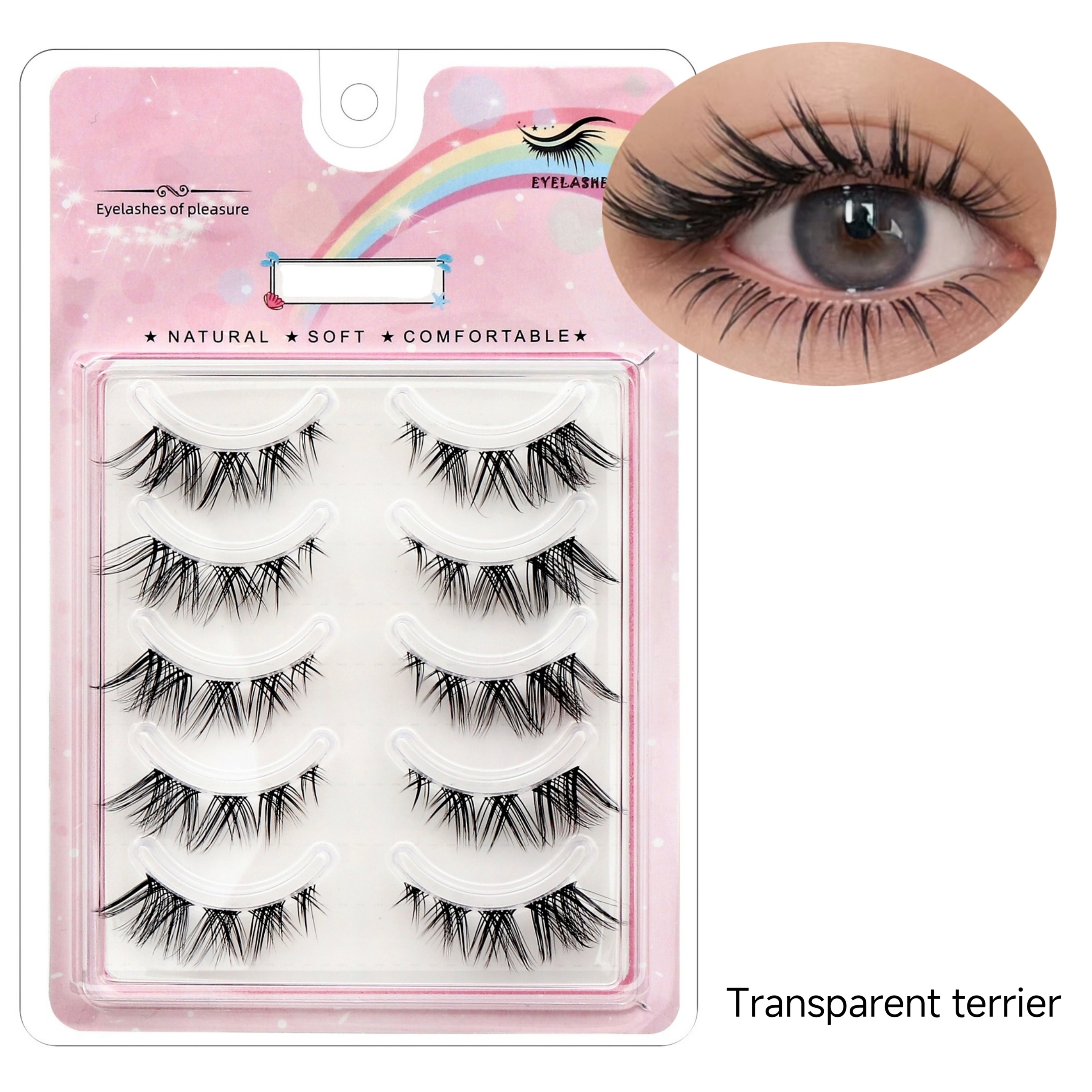 Image of Light European And Style ~ Fox-like Slanted False Eyelashes Whole Strip Black Hard Stem Supports Double Eyelids Dense Style Fox Eye