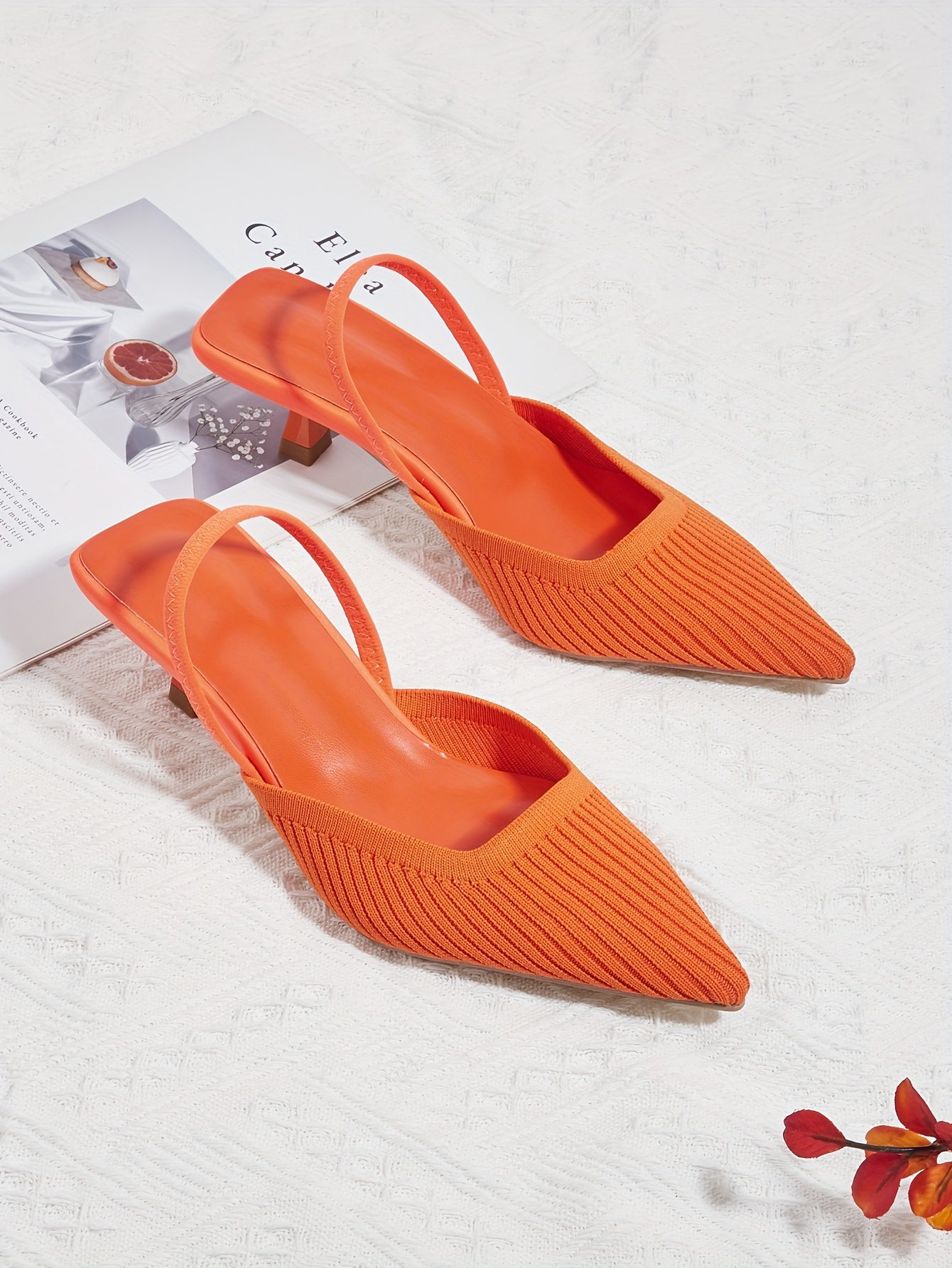 Women's New Style Pointed-Toe Shallow Mouth Sandals, Breathable Fairy-Style Woven Shoes with Kitten Heels, Comfortable Open-Back Flat Shoes for Summer, Women Shoes