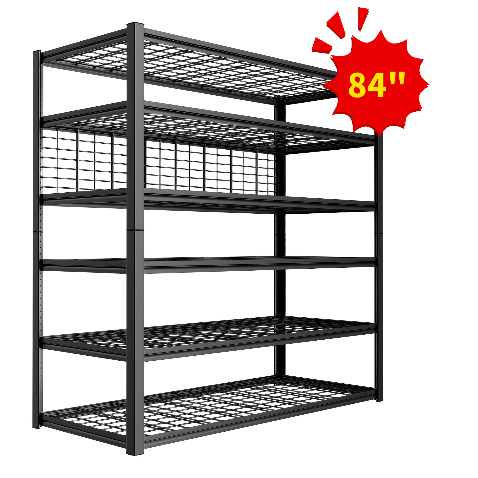 

Reibii 84" Heavy Duty 6-tier Metal Shelves, 3500lbs Capacity, Adjustable Storage Rack For Kitchen, Garage, Retail Display, Snack Organizer, Industrial Shelving, 84"h X 48"w X 20"d