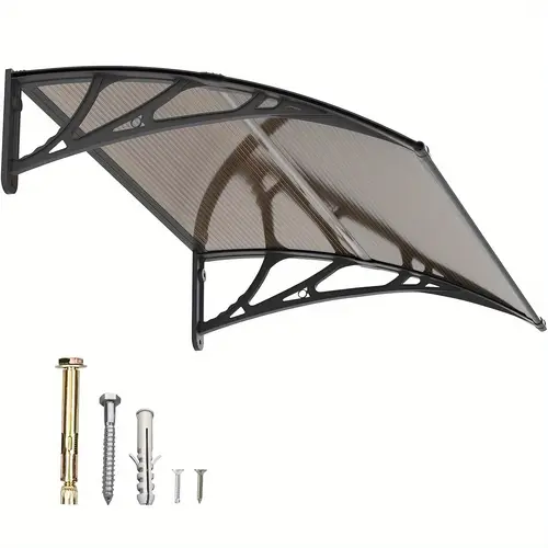 window awning door canopy awnings for doorways polycarbonate cover patio door awning uv rain snow hollow sheet black bracket brown board