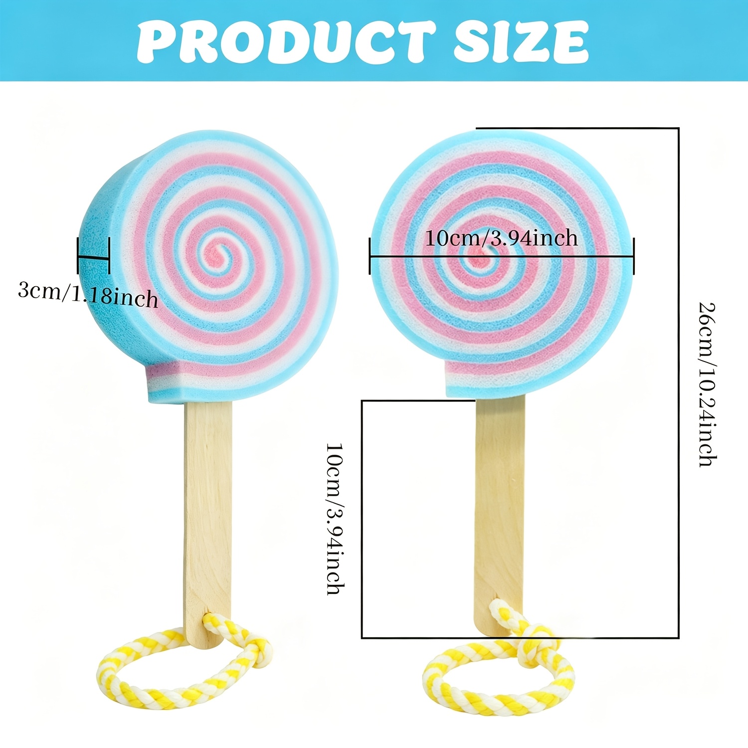 Cute Lollipops Bath Sponge with Hook for Gentle Cleansing