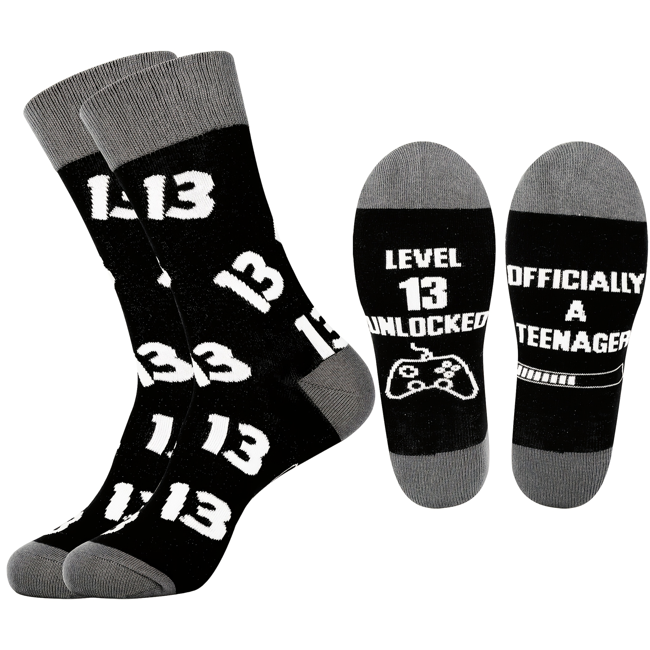TEMU 1 Pair Of Novelty Fun Mid-tube Socks 13 Year 13 Year Old Birthday Gift Birthday Gift Ideas 13 Year Old Birthday Gift For Nephew Fun Socks For 13