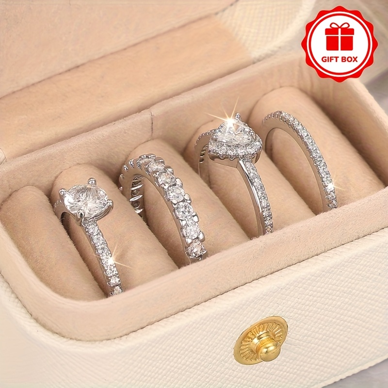 Women's Zirconia Heart Proposal Ring Set