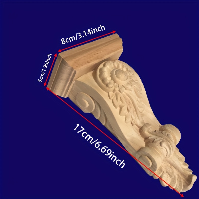 Image of 1pc Solid Wood Carved European Style Unpainted Beam Bracket, Home Decoration, Decorative Molding, 6.69**1.96 Inch/suitable For Doors And Windows - Entryway - Room Beams - Background Wall Etc