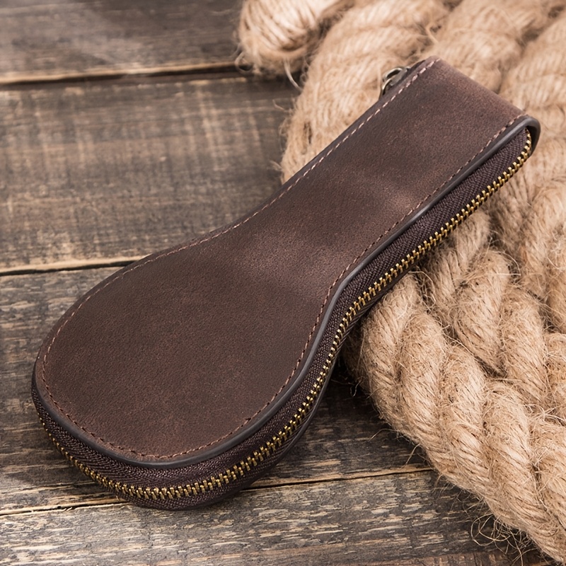 TEMU Leather Watch Case | Full Grain Cowhide, Dust-proof, Semicircular Coffee-colored | Ideal For Mechanical Watches, Perfect Gift For Christmas,