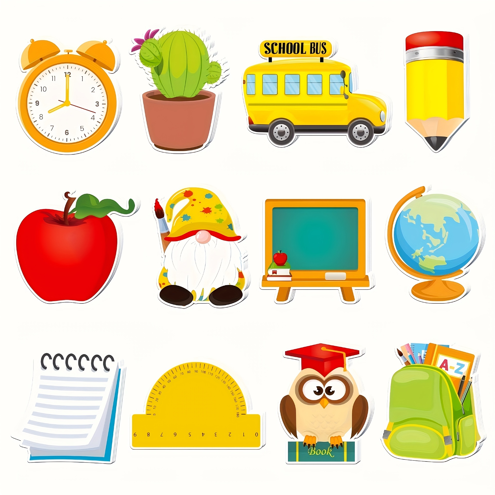 TEMU 240pcs Vibrant Self-adhesive Sticky Notes | Back To School Memo Pads With School Bus, Clock, | Ideal For Classroom Decor And Birthday Party