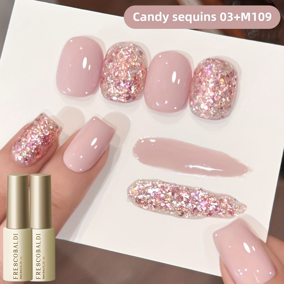 Image of Glitter 2025 Holographic Nail Sequin Nail Art 2 Colors Set 6ml Magnetic Nail Gel Soak Led Gel Salon Women's Nail Art Tools Gel