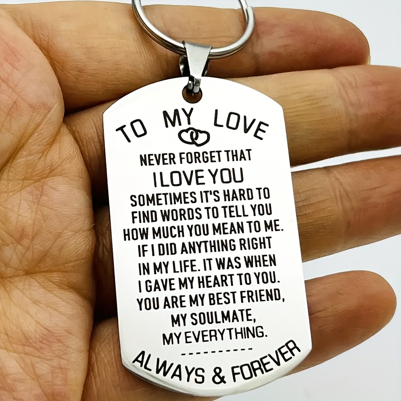 

1pc Steel Keychain, "to My " Engraved, For Husband, , , Girlfriend, , 's, - Jewelry For Him Or Her