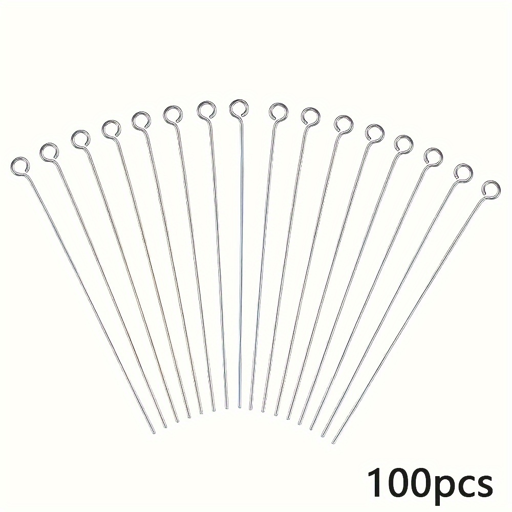 E-shop 100 Stück 70mm Edelstahl 9mm Kopfstifte - Biegsame zuschneidbare Schmuckstifte für DIY Schmuckherstellung - Nadel mit kleiner Öffnung für