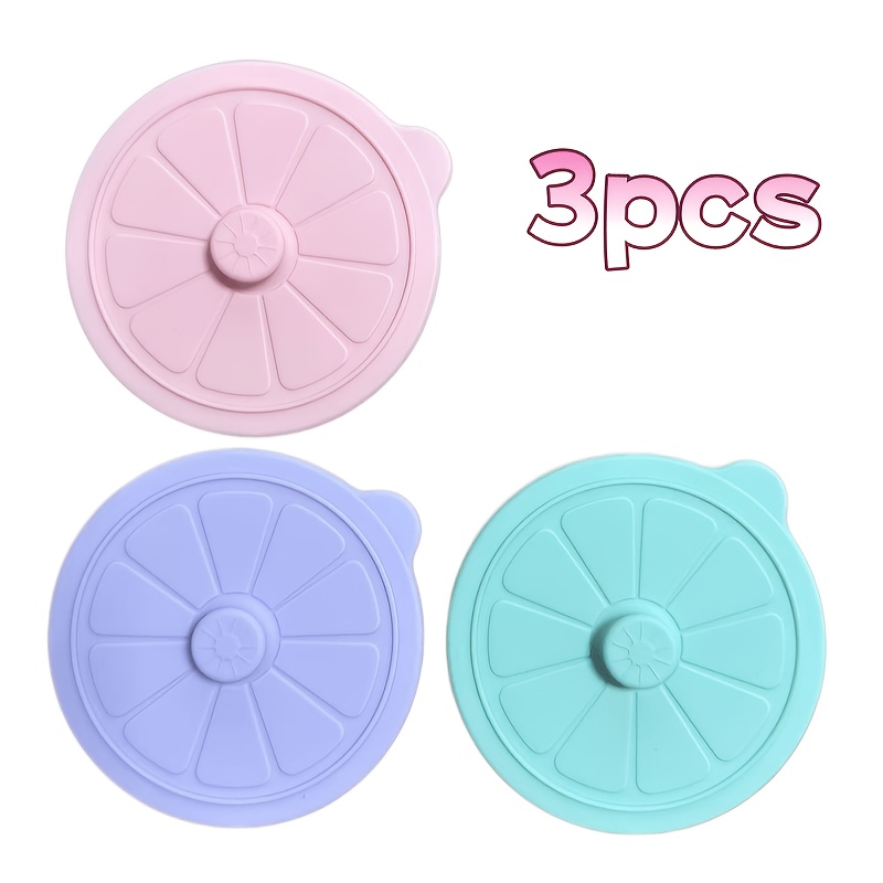 TEMU 3-pack Silicone Cup Lids, Lemon-shaped Food-grade Silicone Lids, Dust-proof And Insect-proof, Reusable, Coasters, Suitable For Pumpkin Cups,