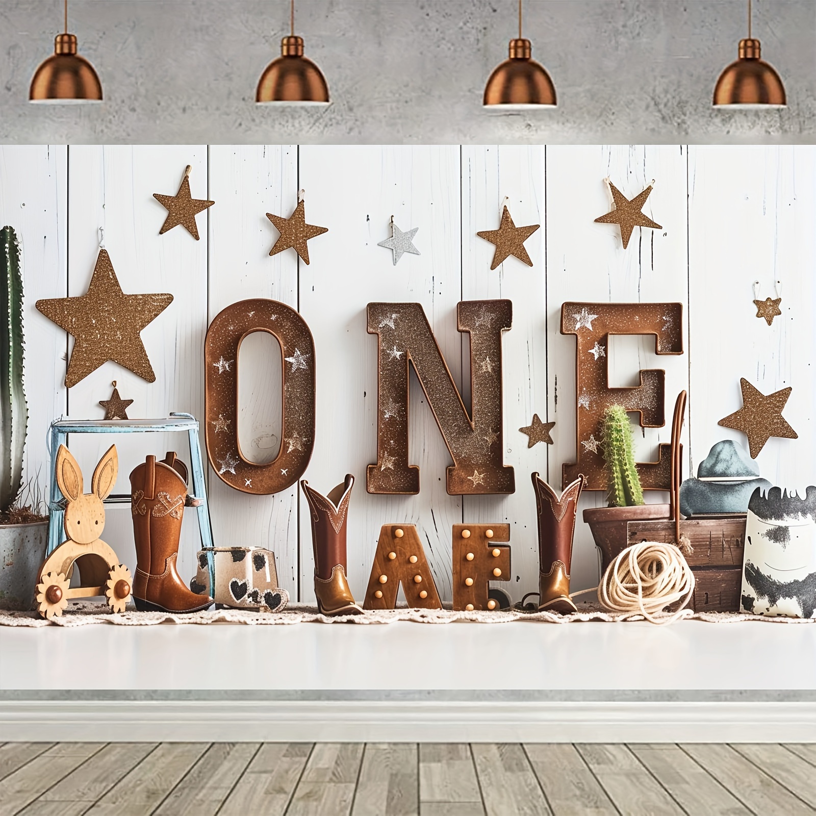 

1pc 5×3 Ft 1 Year Old Cowboy Theme Birthday Backdrop, Western Rodeo Competition Banner Happy Birthday Backdrop For Boys Girls Baby Shower Cow Party First Rodeo Supplies 1 Birthday Party Decorations