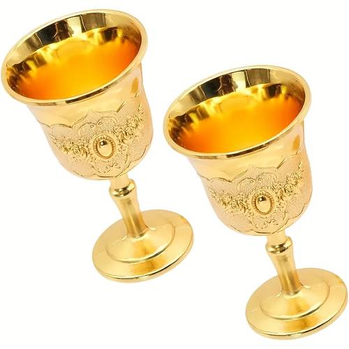 juego de doradas forma de - vasos metálicos con relieve floral, antideslizantes, solo a , para , aniversarios y decoración , accesorios nupciales | acabado | base antideslizante