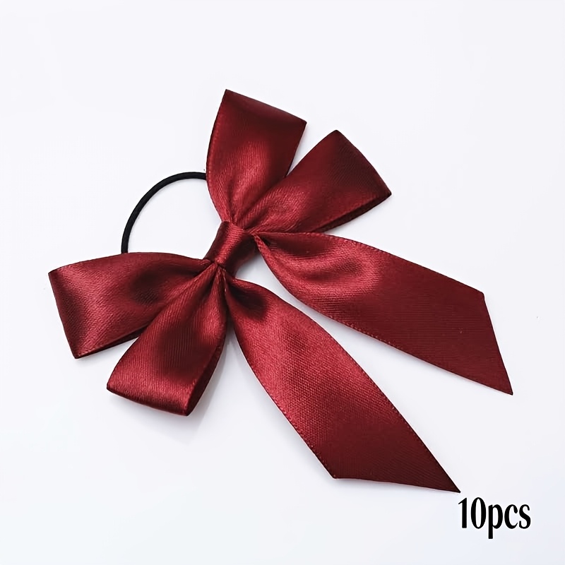 TEMU 10pcs Wine Decoration Double-loop Bow Ties, Elastic Band Ribbon Bows, Suitable For Holiday Party Wine, Gifts, Gift Box Decoration, Valentine's