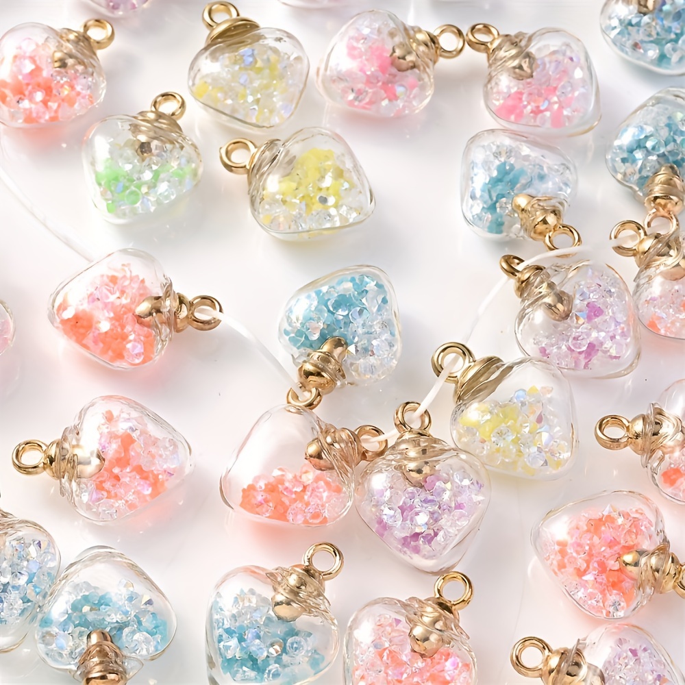 

10/30/50pcs Perles En de Cœur En Verre de Style Ins Wind, Fournitures de Bijoux DIY Lumineuses En Couleur, Pour Bracelet, Collier, Boucles D'oreilles Et Accessoires de Bijoux