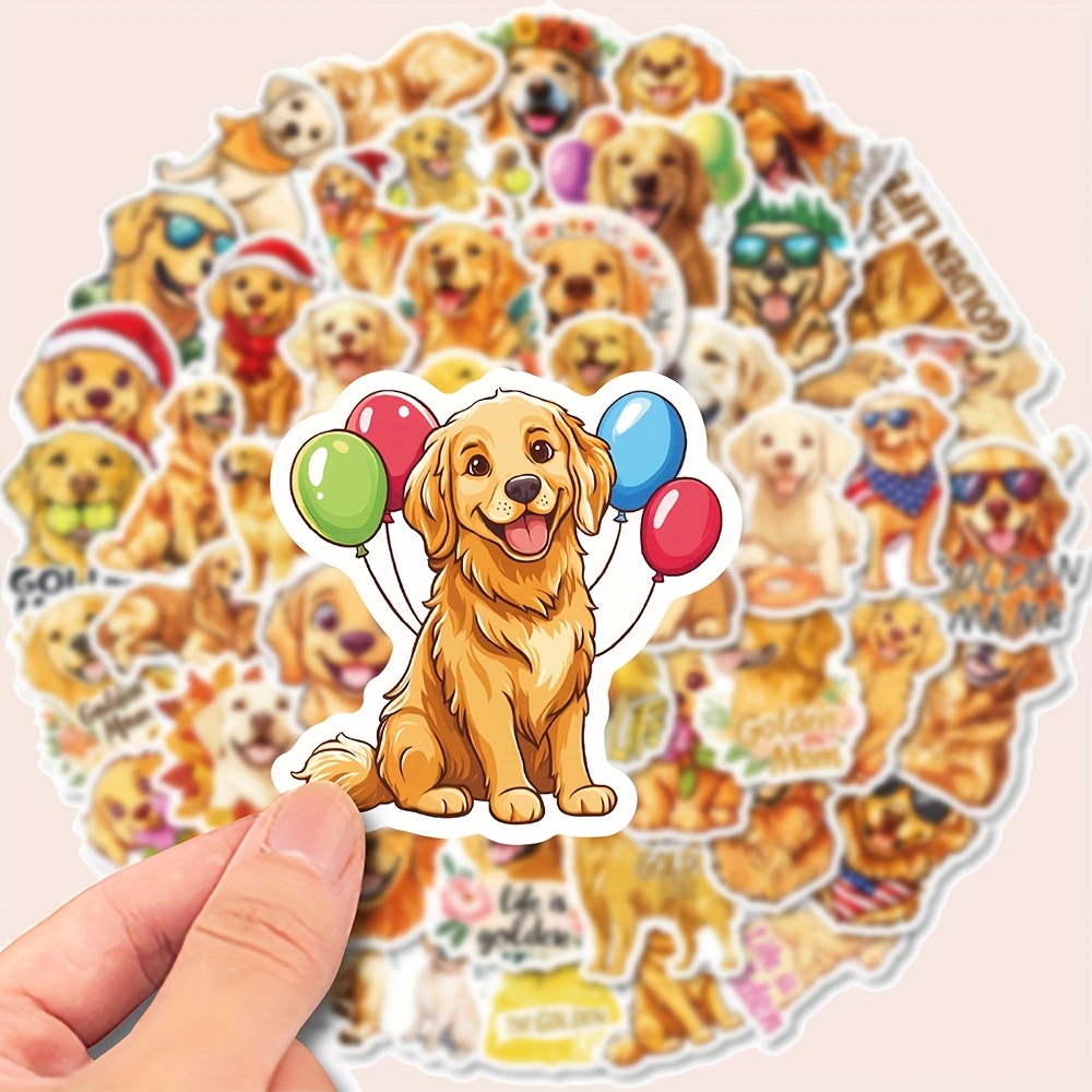 

50pcs Golden Retriever Dog Vinyl Stickers - Laptops, Water Bottles, Helmets & More | Pet Graffiti Decals