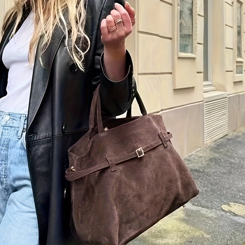 Savi Women's Vintage Matte Leather Tote Bag, Adjustable Shoulder Strap with Golden-Tone Hardware, Multiple Compartments, Perfect for Everyday Use, Coffee Brown, Vintage Style Bag | Durable Strap Bag