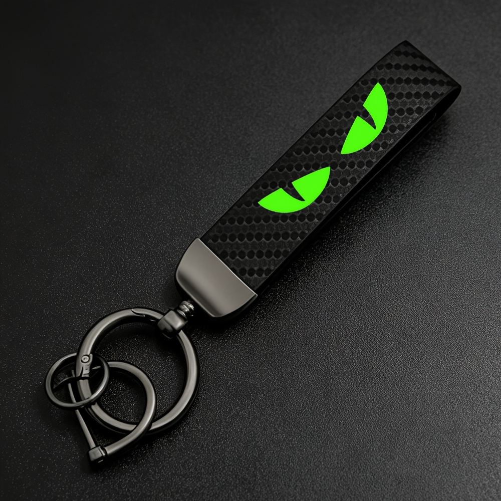 TEMU Cool Keychain, Evil Eye Car Key Pendant, Carbon Fiber Texture, Wear-resistant And Scratch-proof, Unisex Keychain