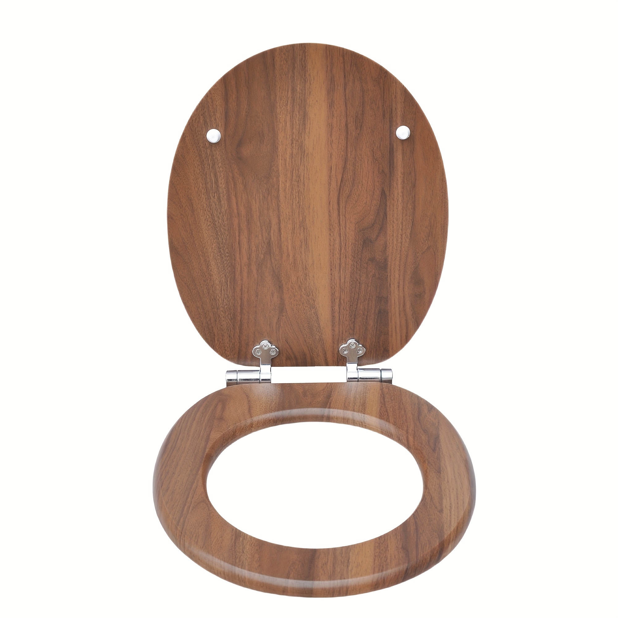 TEMU Automatic Lowering Toilet Seat With Mdf - Quiet Closing Hinge, No Electricity Needed, , European Standard Fit For Most Toilets, Durable Bathroom