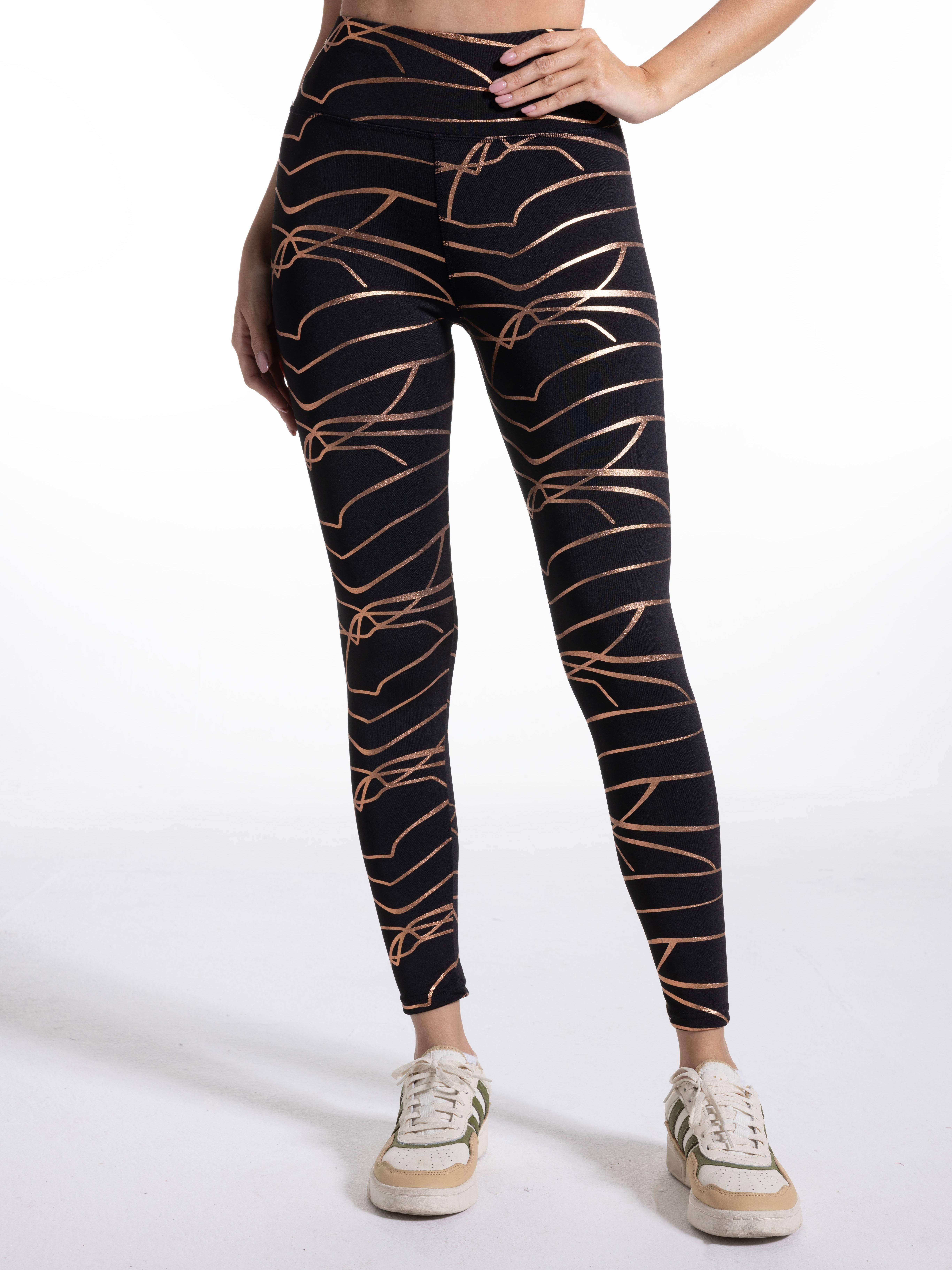 1pc Women'S High-Waisted Tummy Control Leggings, 3/4 Length, Stretchy  Polyester Fabric, Geometric Print Design Knitted Fabric, Suitable