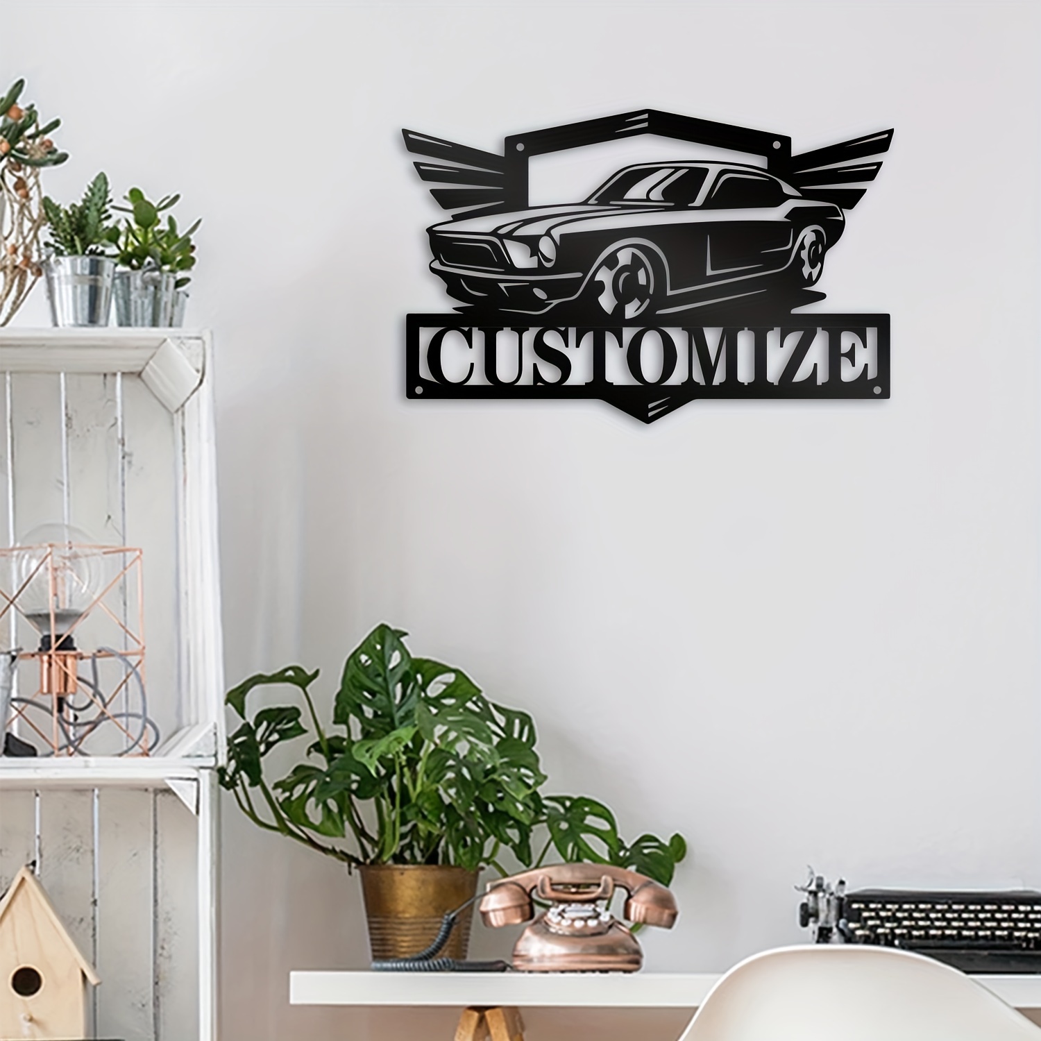 

1pc Personalized Modern Car Metal Sign With Custom Name, Home & Office Wall Art, Customizable Wall Decor