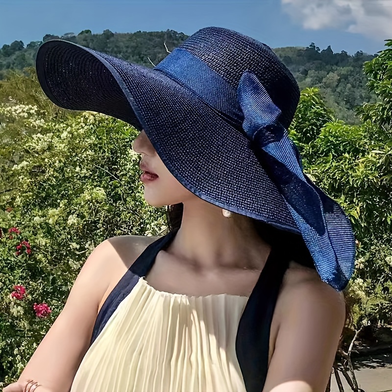 Women's Large Brim Sun Hat Foldable Uv Protection Beach Hat - Temu