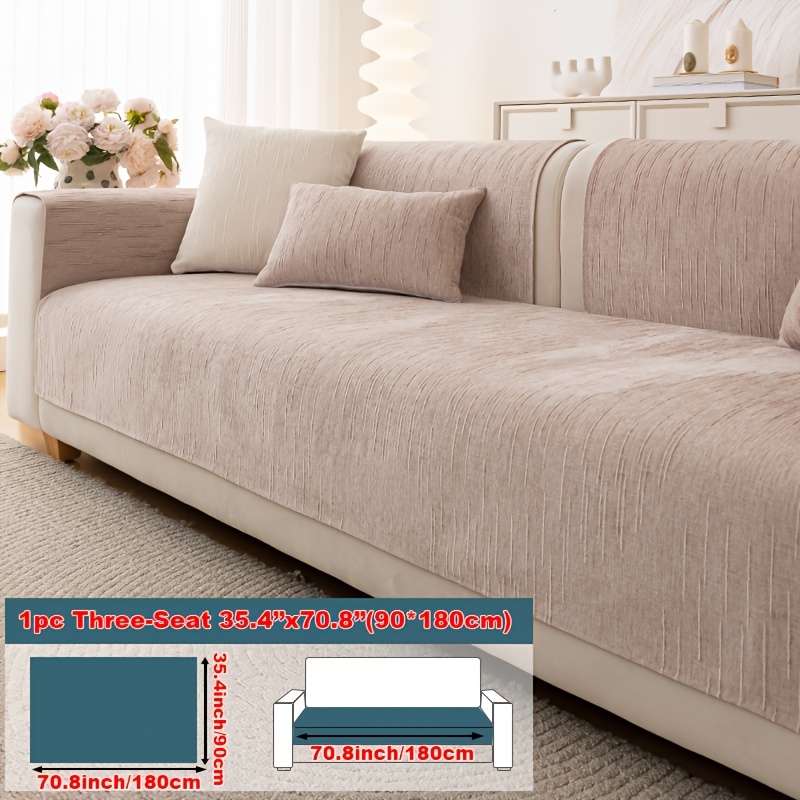 TEMU 1pc Solid Color Minimalist Universal Sofa Cushion, Pet-friendly, Non-slip And Breathable, For Living Room And Bedroom Decoration, Non-slip Sofa