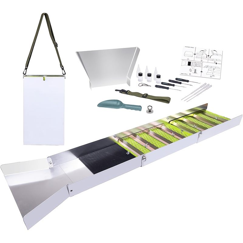 TEMU 20pcs Folding Aluminum Alloy Sluice Box Set, Lightweight Portable Golden Equipment, Compact 127cm, With Miner's Moss, For River And Creek