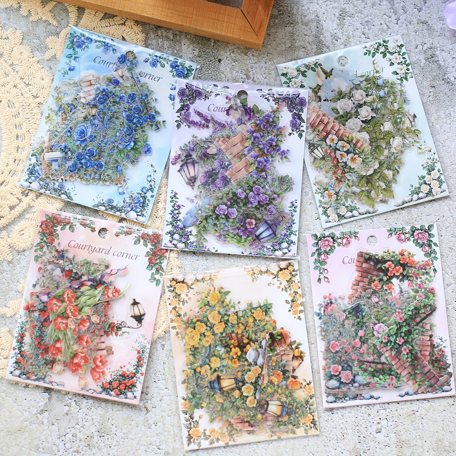 Image of 180pcs (6pcs) Corner Flower Stickers Pet Stickers Set For Sticker Scrapbooking Junk Journal Crafts Embelishment Decoration Stickers