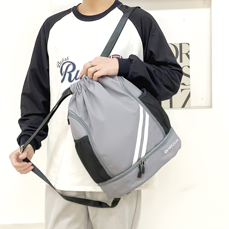 Drawstring Fitness Bag With Large Capacity, Suitable For Shoulder Or Crossbody Wear During Travel And