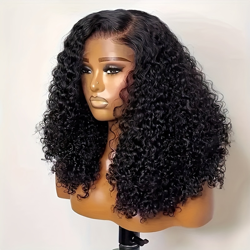 Image of Brazilian Human Hair Frontal Wig - 250 Density Bob Perm Wavy Hair With Hd 13x4 Transparent Lace, Hairline For Frontal Lace Wigs, Suitable For
