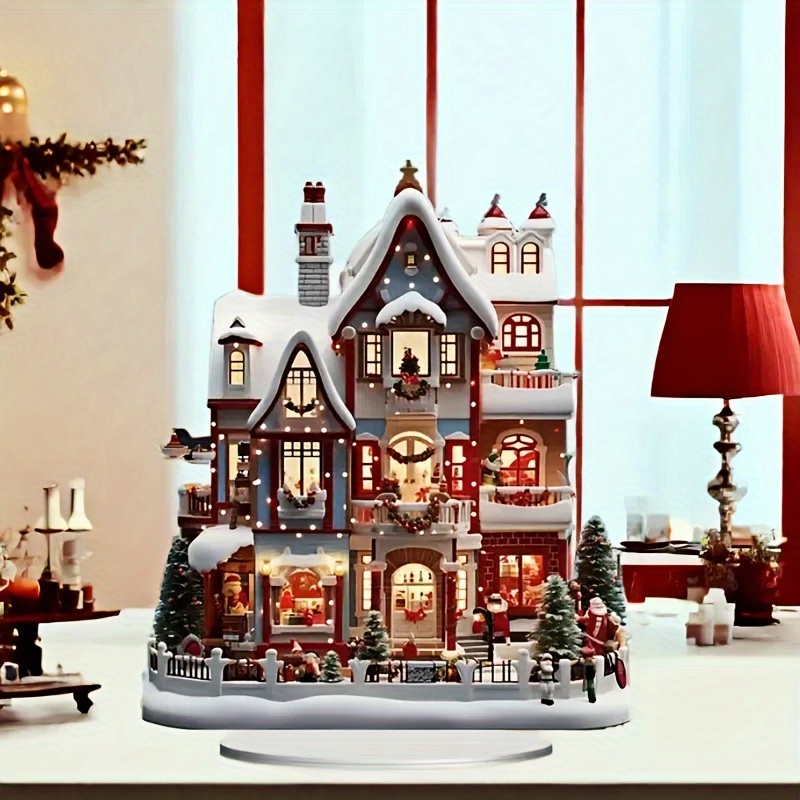 

2d Flat European Romantic Christmas Village Decorations - Classic Winter Snow Houses, Exquisite Festive Atmosphere, Warm Lights Create A , Home Bedroom With Acrylic Holiday Signs, Christmas Theme.