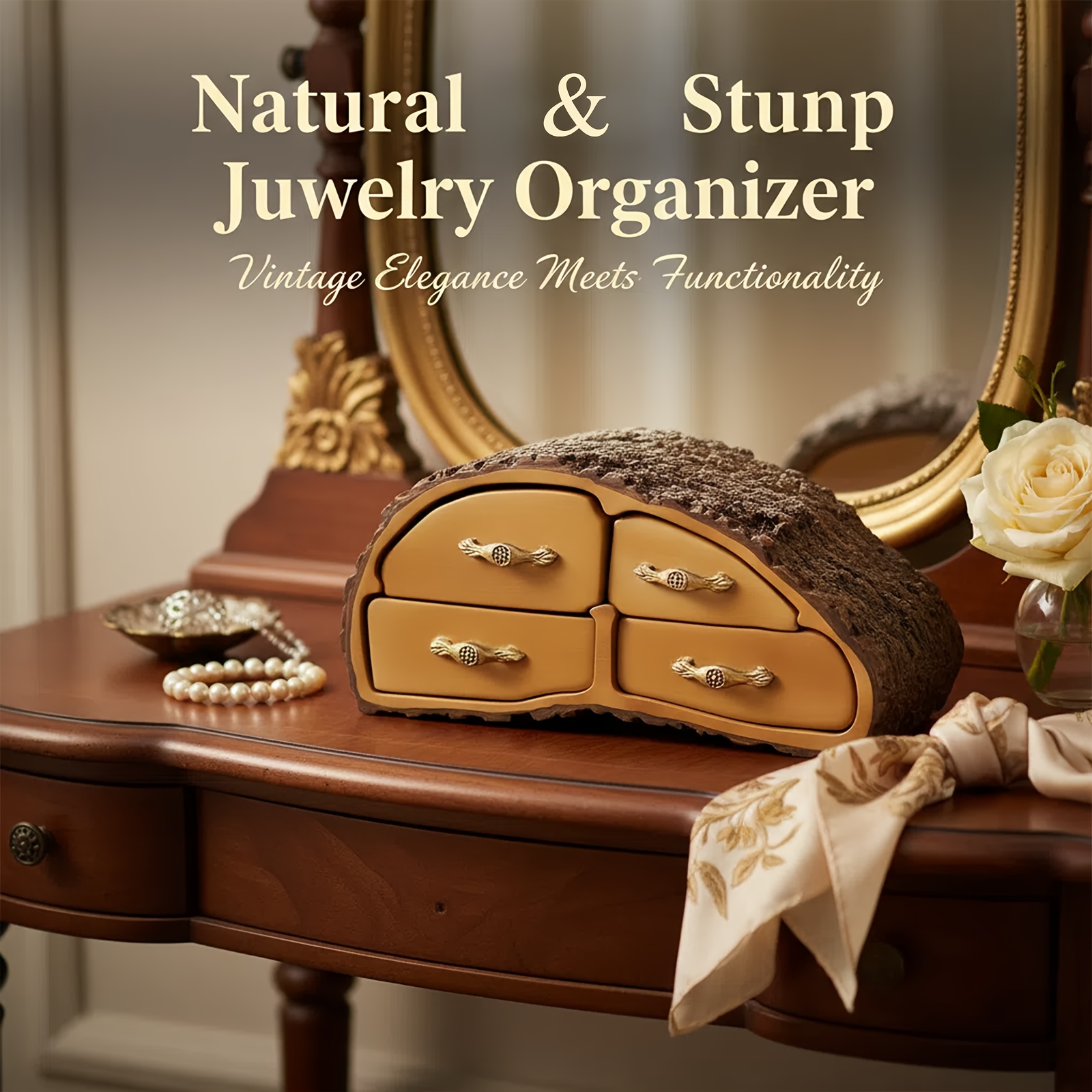 Realistic Tree Bark Resin Decorative Storage Box & Figurine