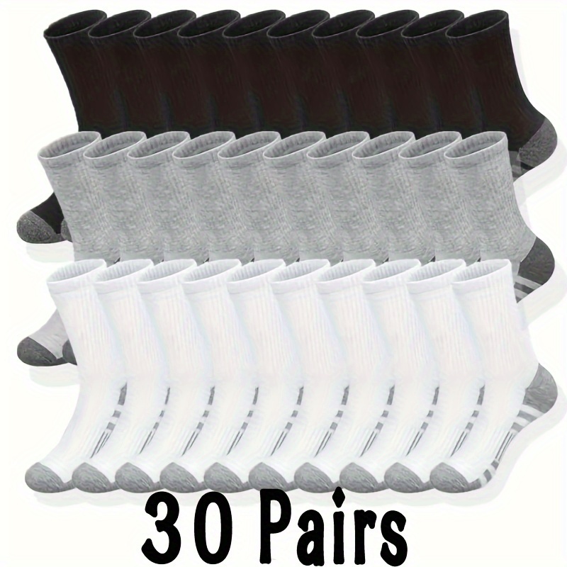 10/ Pairs Men's Fashion Mid-calf Socks | Black, White, Grey, Breathable Comfortable For Basketball, Running, And Outdoor Activities, Suitable For