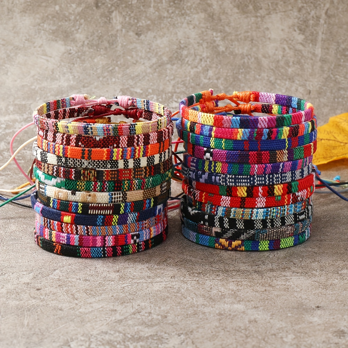 

24pc Vibrant Boho-chic Braided Rope Bracelets - Stackable, Multicolor, Unisex Friendship Bands For Everyday Wear & Gift-giving