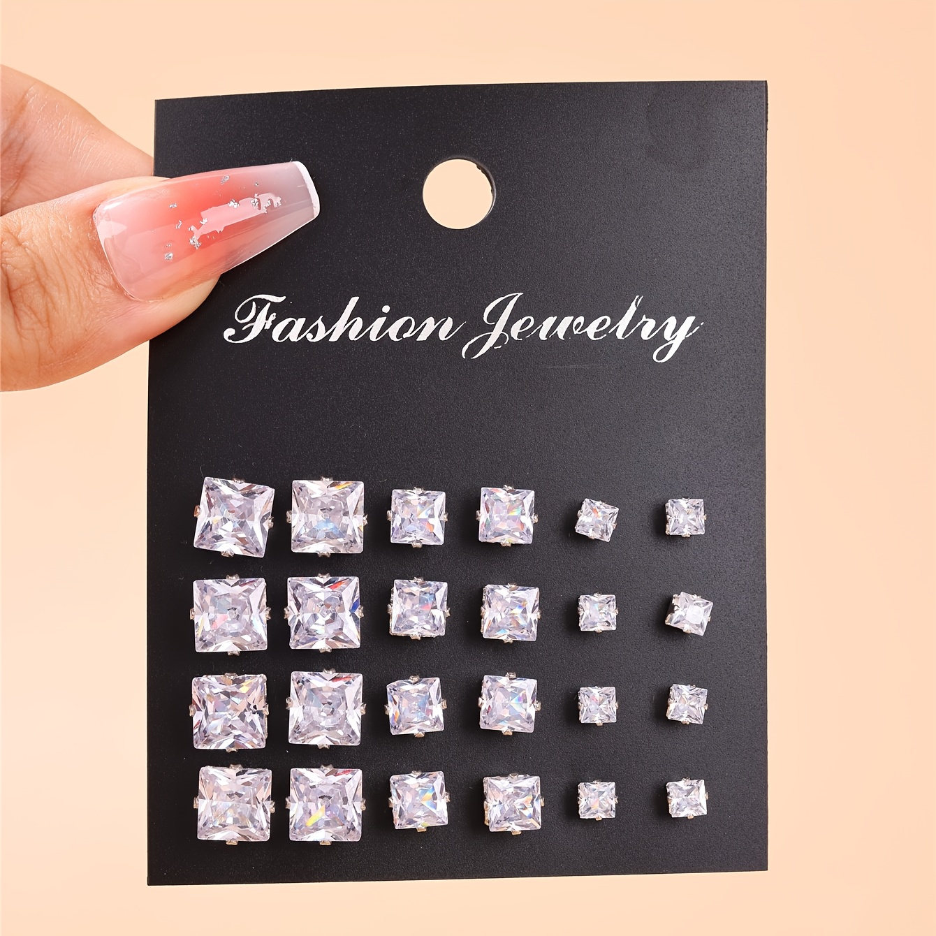 TEMU 24pcs Of Fashionable And Easy Square Zirconia Stud Earrings Set For Men And Women, Suitable For And Commuting