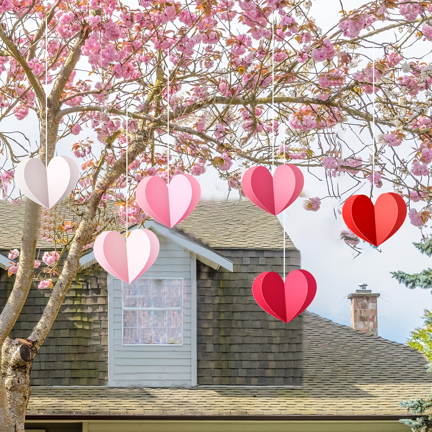 

6pcs Valentine's Day 3d Heart Ornaments - Double-sided, Plastic Hanging Decorations For Weddings, Engagements & Birthdays