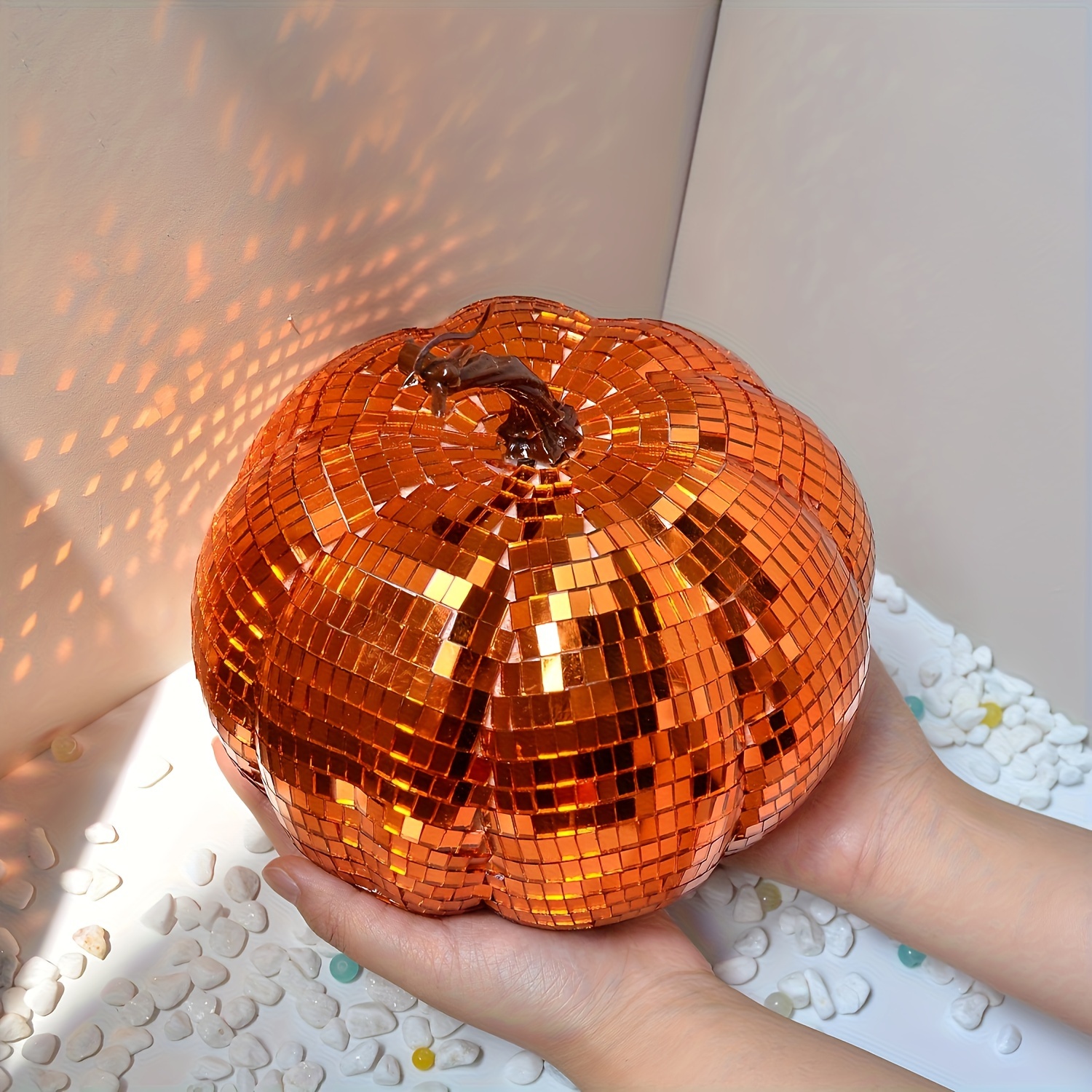 1pc Disco Pumpkin Sparkling Mirror Pumpkin Halloween Decoration Home Party Wedding Ornaments