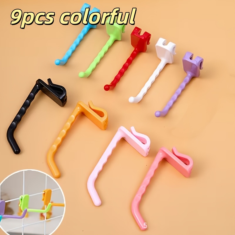 TEMU 9 Colorful Durable Plastic Grid Panel Hooks - Sturdy Grid Wall Hooks - Display Hooks - Space-saving Tool Organizer - Reusable Home Office