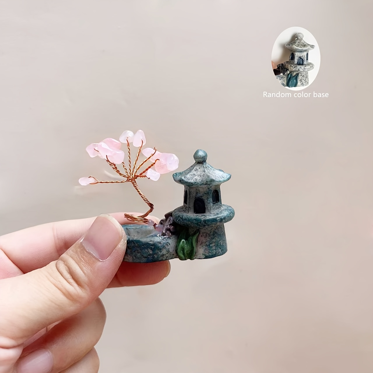 TEMU 1pc Crystal Tree Landscape Statue Ornament, Miniature Home Decor Small Potted Plant, Handmade Craft Small Gift, Random