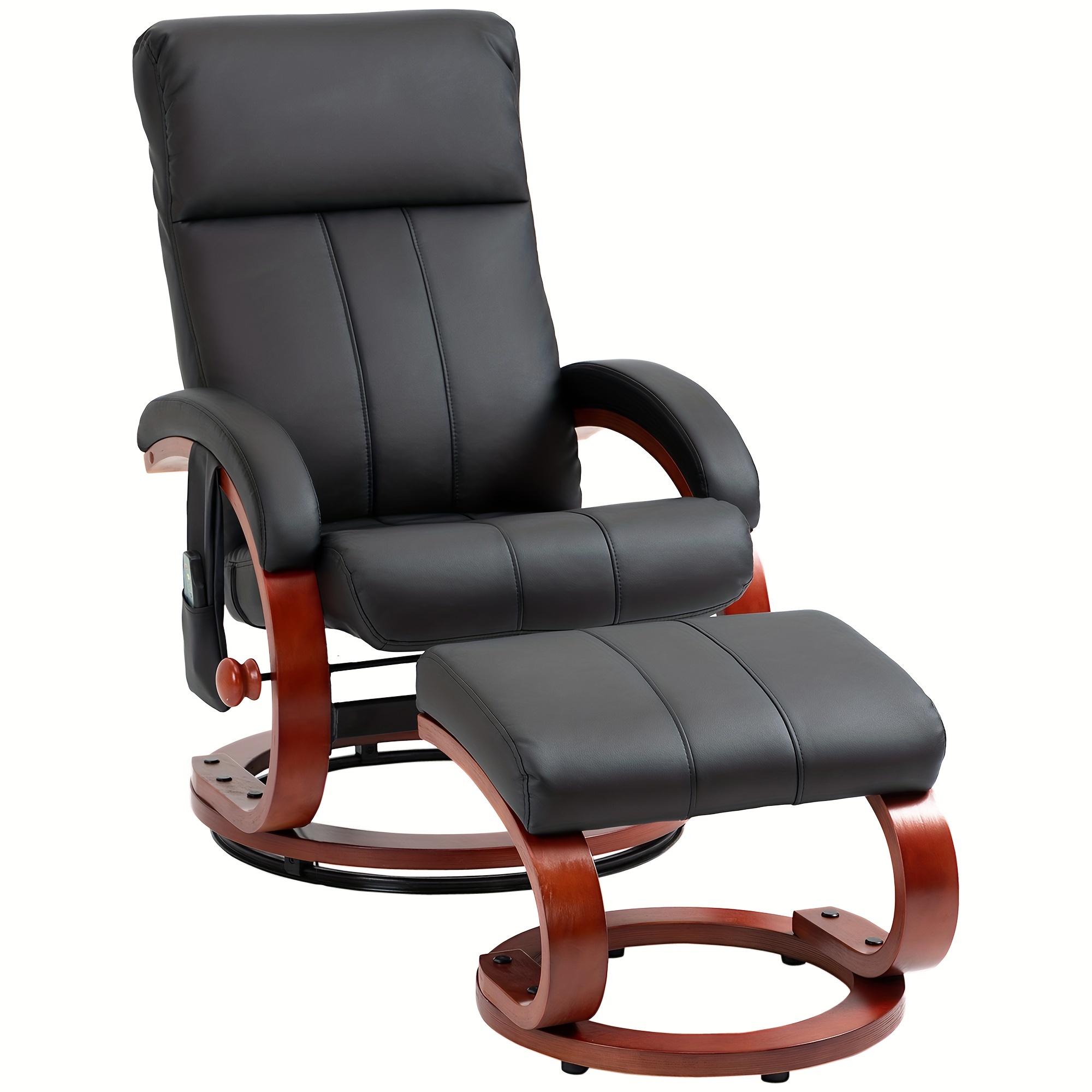 

Homcom Recliner Chair With Ottoman, Electric Faux Leather Recliner With 10 Vibration Points And 5 Massage Mode, Reclining Chair With Remote Control, Swivel Wood Base And Side Pocket, Black
