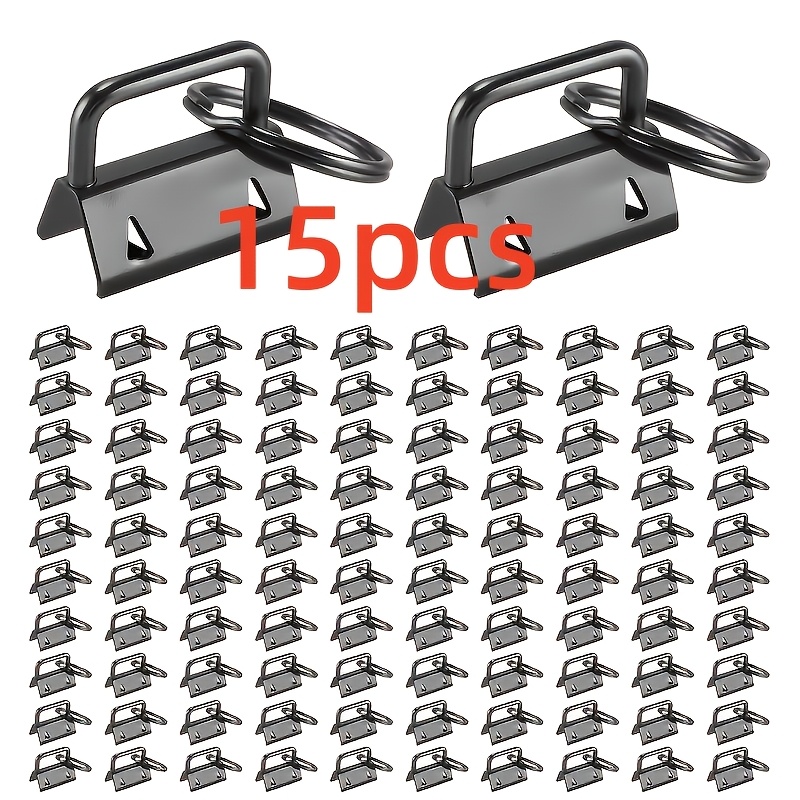 TEMU 15pcs Keychain Wristband With Fork Ring Tail Clip Tool, Webbing Box File Folder Hardware Diy Clips, Suitable For Belts, Ribbons, Bags, Lanyards,