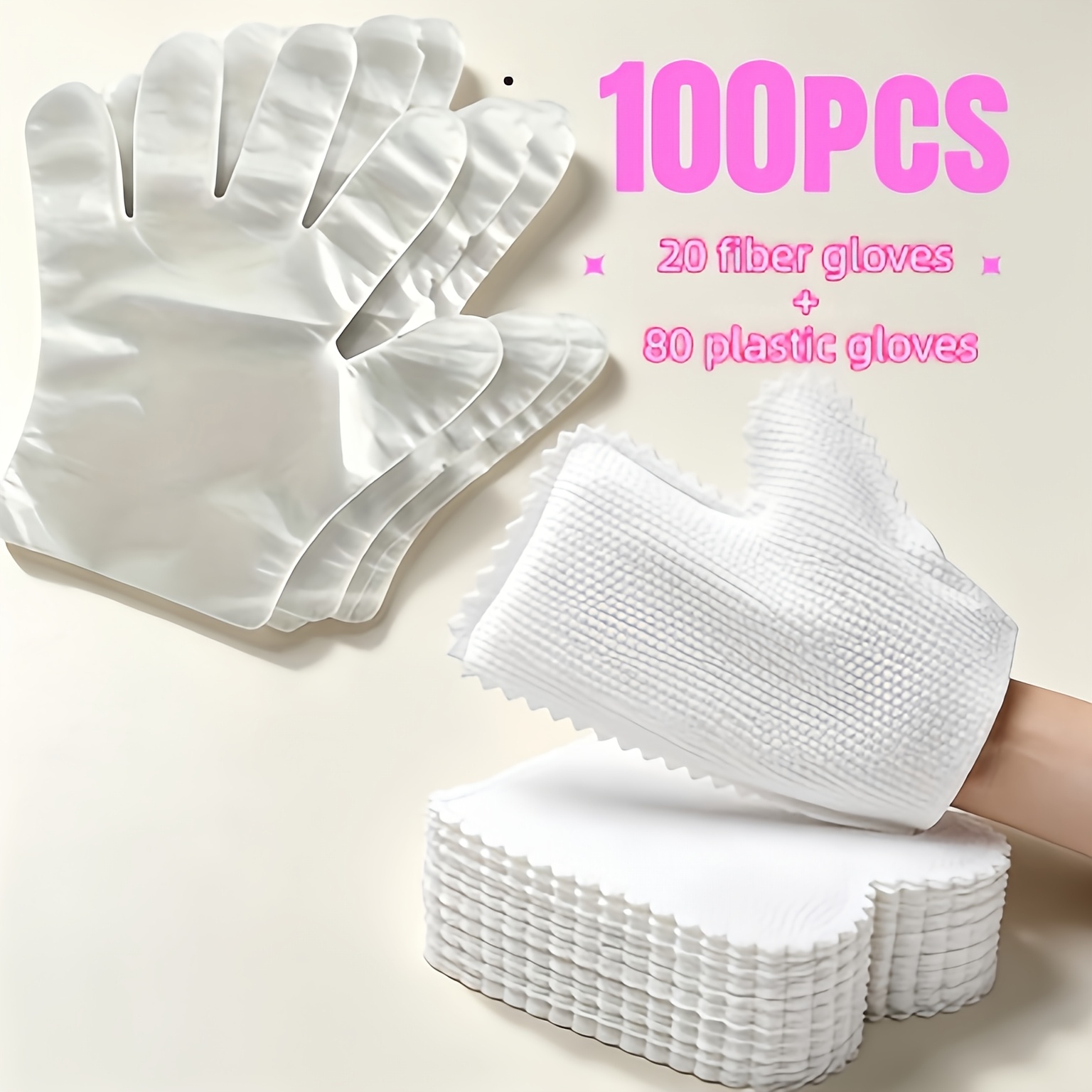 TEMU 100pcs Reusable Microfiber Dusting Gloves And Plastic Gloves, A Wet And Dry Cleaning Glove Set Suitable For Kitchens, Bathrooms, Furniture,
