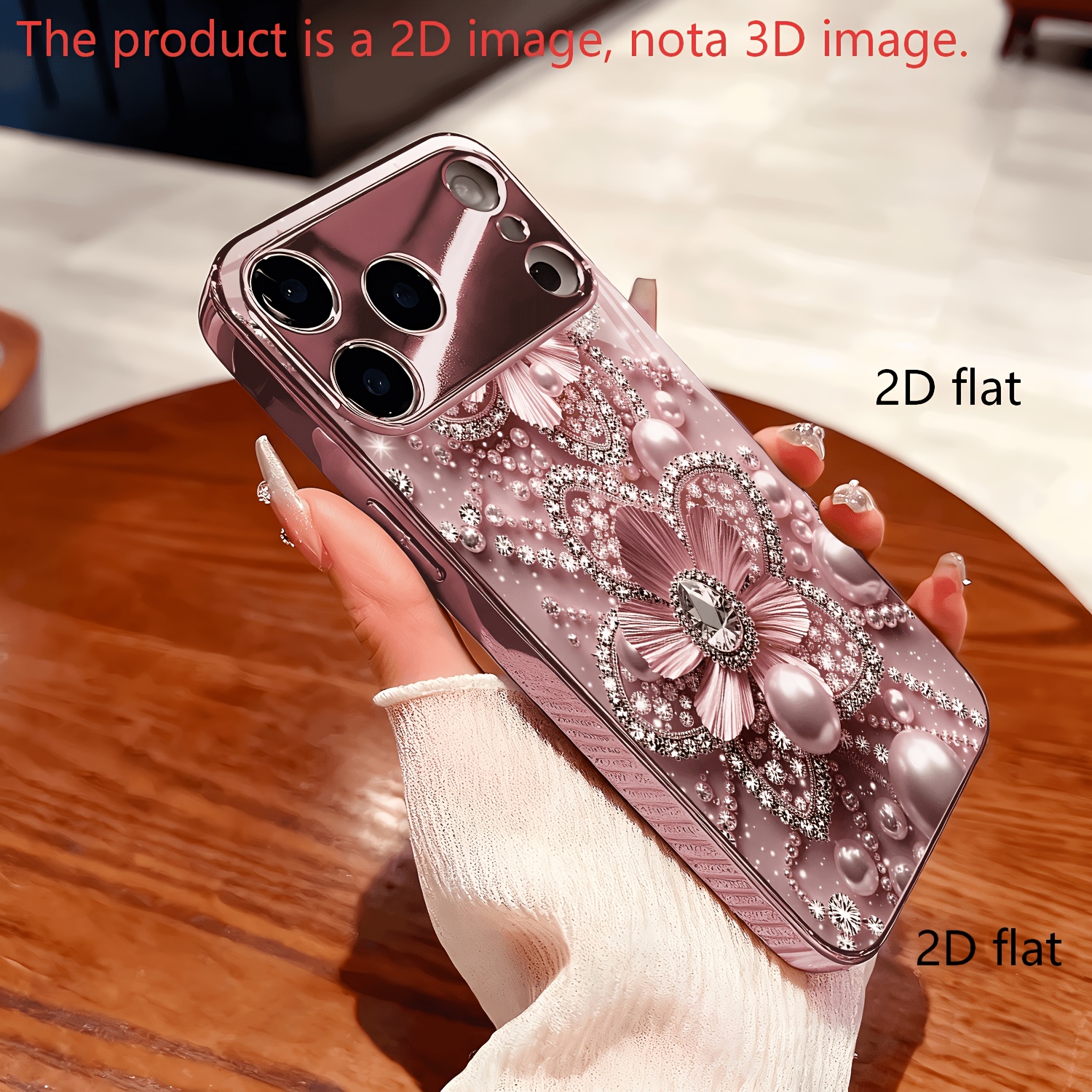 TEMU Phone Case: [2d] Pink Flower Jewelry Decor Pink Electroplated Phone Case, Suitable For Iphone 17/17 Pro/17 Air/17 Pro Max/16/16 Pro/16 Plus/16