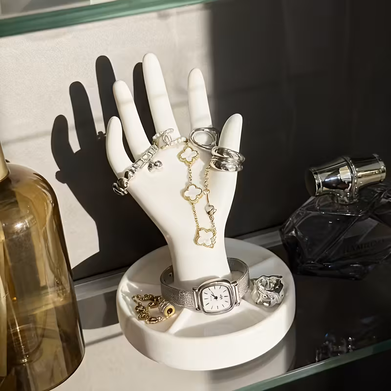 1 hand shaped jewelry display stand with an elegant white end and tapered fingers suitable for rings bracelets earrings perfect gift for christmas valentines day mothers day Product details 3